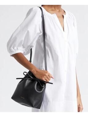 Mansur Gavriel Mini Soft Leather Drawstring Bucket Bag Black